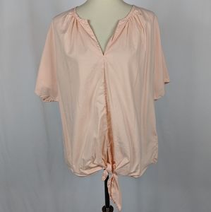 J Crew Tie Front Short Sleeve Blouse Button Back